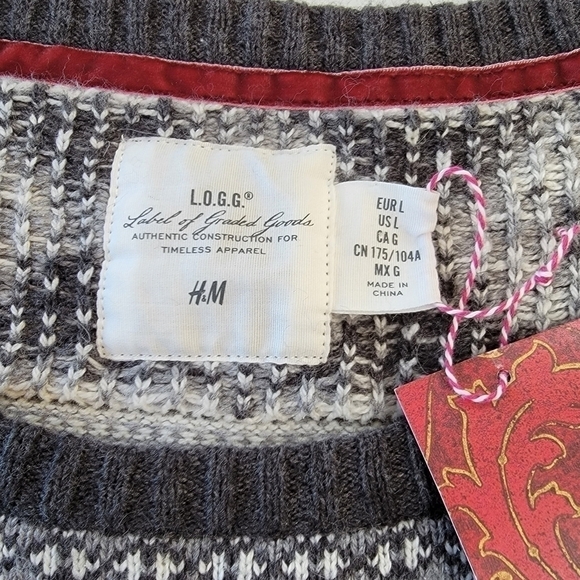 L.o.g.g. H&M Nordic Pattern Crewneck Sweater Size Large NWT - Picture 4 of 8